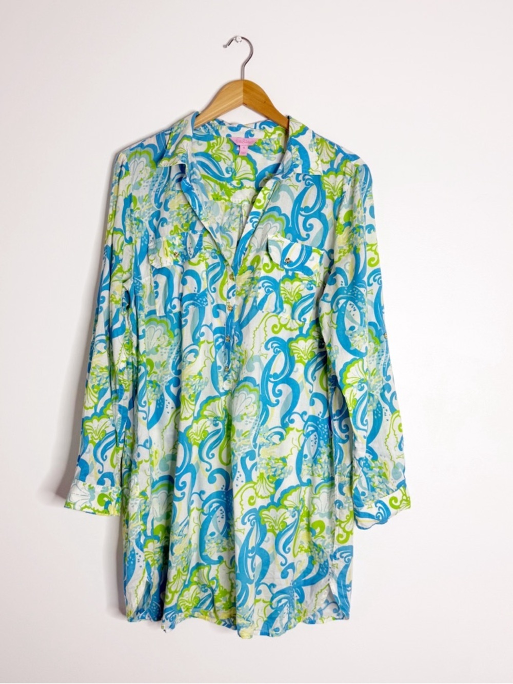 Lilly Pulitzer Captiva Tunic Crystal Coast Blue Green Coverup XL
